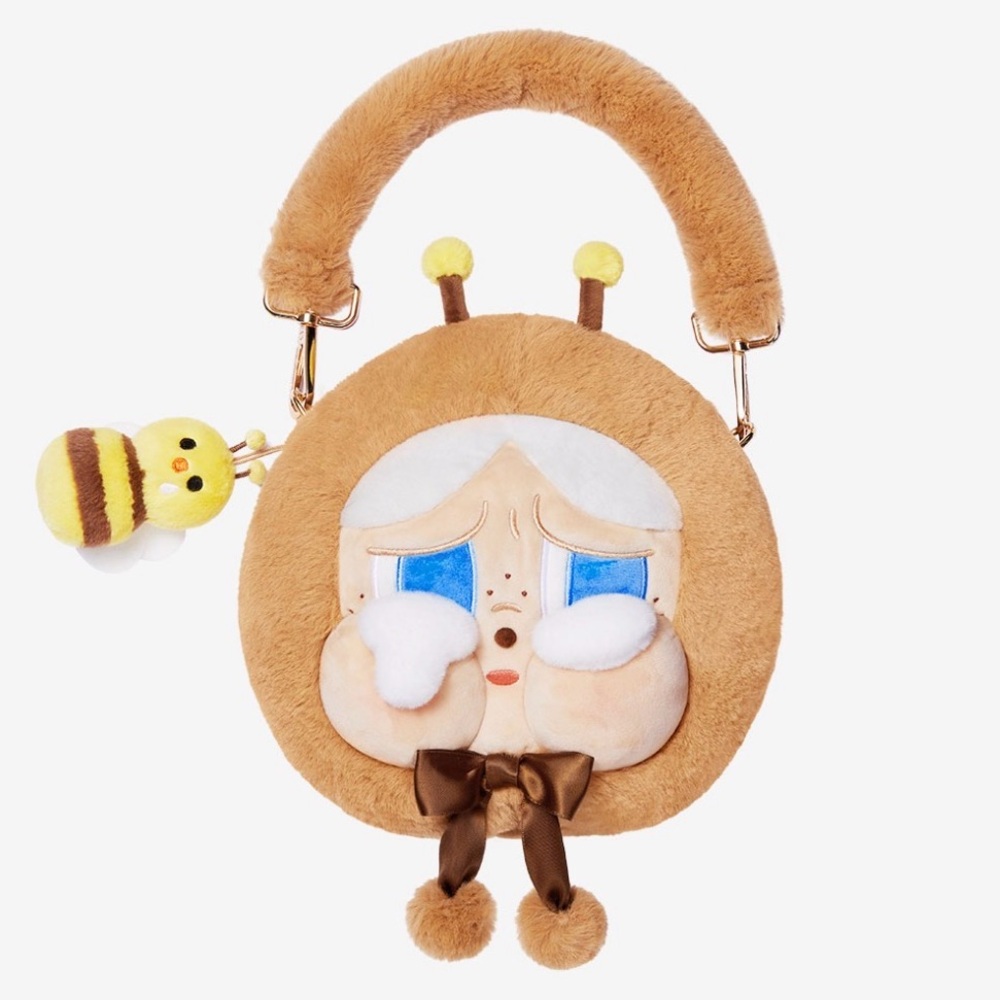 POP MART Crybaby Brown Plush Mini Handbag with Bee Charm